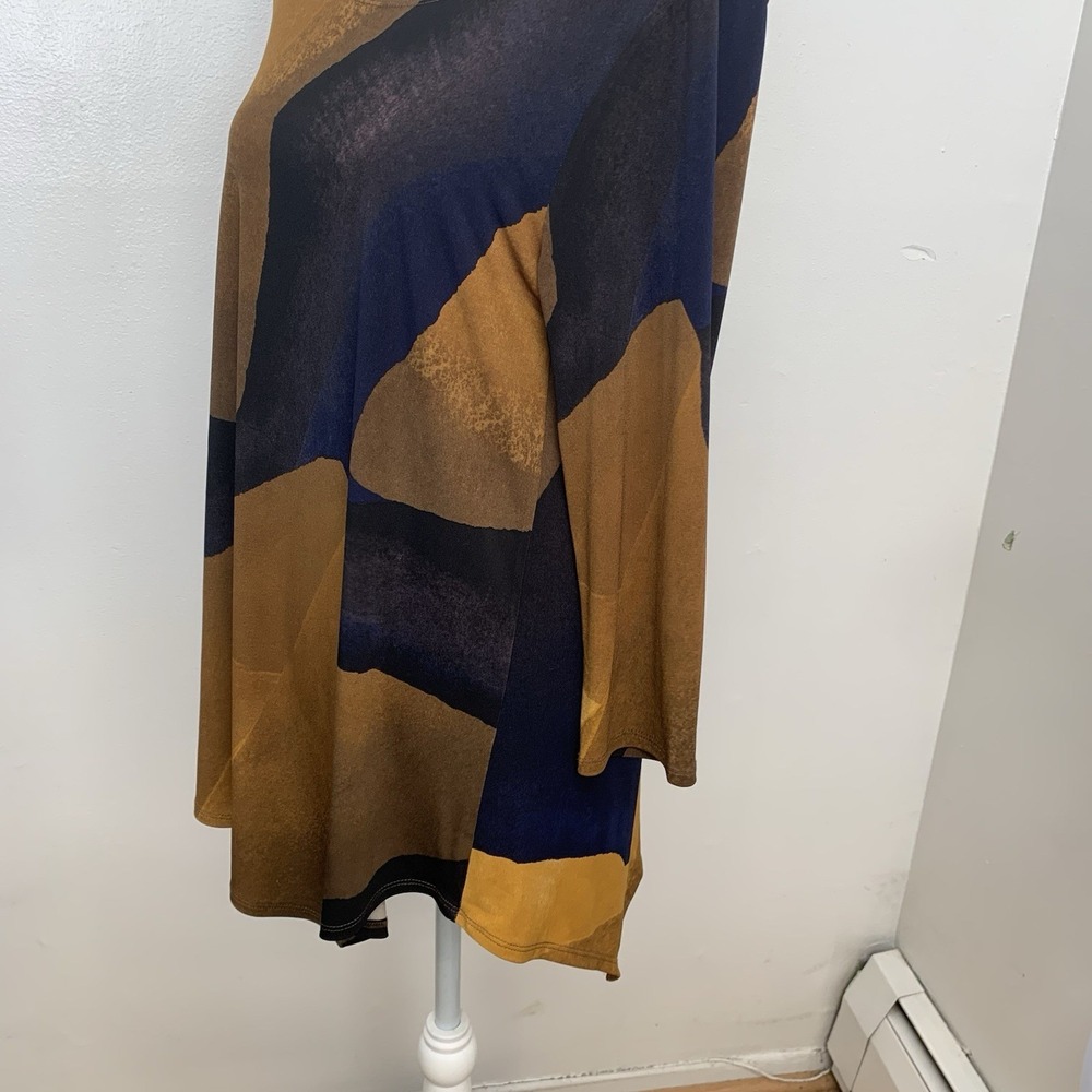 Clara Sun Woo Tunic Top Woman Medium Stretch Abstract Print Asymmetric Made USA - Picture 5 of 10